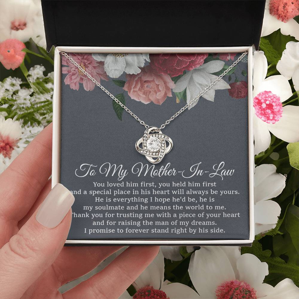 To My Mother-In-Law Necklace Mother Of The Groom Gift Mother In Law Gift From Bride Love Knot Necklace