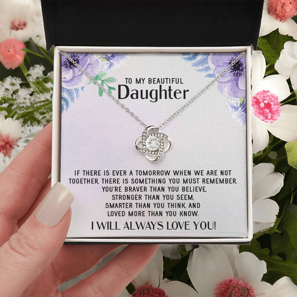 To My Daughter Necklace Gift From Mom Mothers Day Gift For Daughter From Mother Sentimental Jewelry Gifts For Daughter 1 Love Knot Necklace