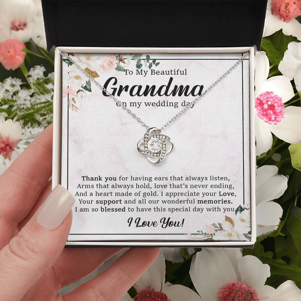 To Grandma Wedding Gift For Grandma Of The Bride Grandmother Wedding Gift From Granddaughter Love Knot Necklace