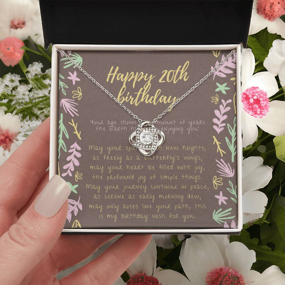 Happy 20Th Birthday Necklace Gifts For 20Th Birthday 20Th Birthday Gift For Her 20 Year Old Female Best Friend 20Th Birthd Love Knot Necklace