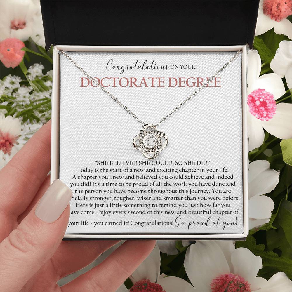Doctorate Degree Graduation Gift Necklace Graduating Class Of 2022 Doctoral Degree Graduation Gift For Her Love Knot Necklace