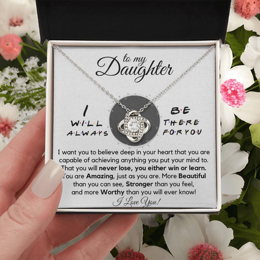 To My Daughters - Always There For You - Gift Ne Love Knot Necklace