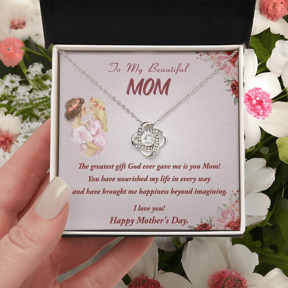 Mother's Day Gift Necklace To Mom From Daughter Gift Necklace Love Knot Pendant Necklace For Mom Mother's Day Gifts Love Knot Necklace
