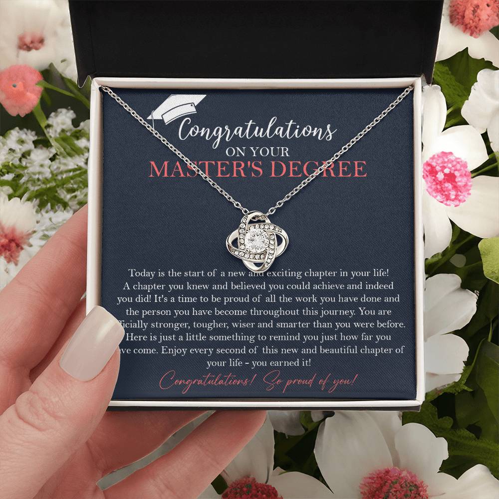 Master's Degree Graduation Gift Necklace Masters Graduation Gift Gift For Her Love Knot Necklace