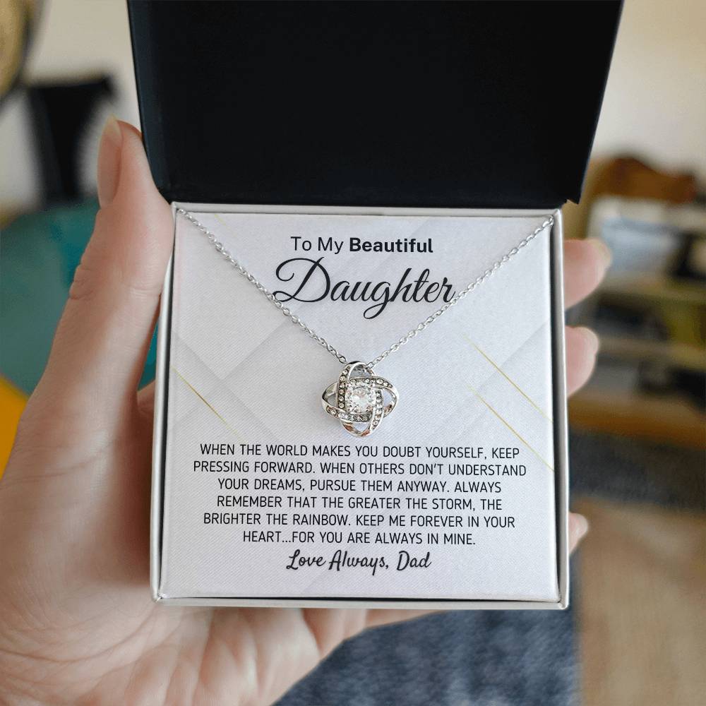 Gift For Daughter - The Greater The Storm Love Dad Necklace Love Knot Necklace