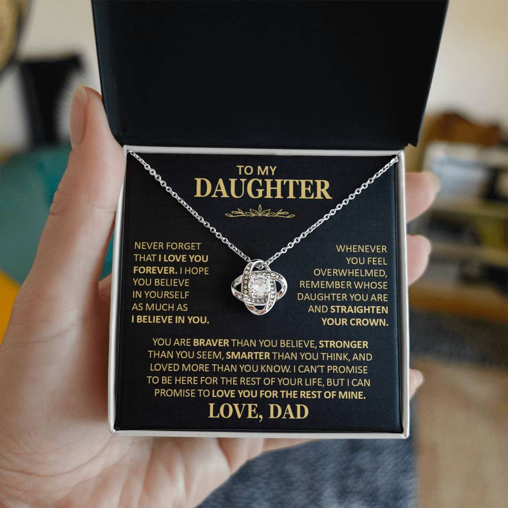 Beautiful Gift for Daughter From Dad Never Forget That I Love You Necklace Love Knot Necklace
