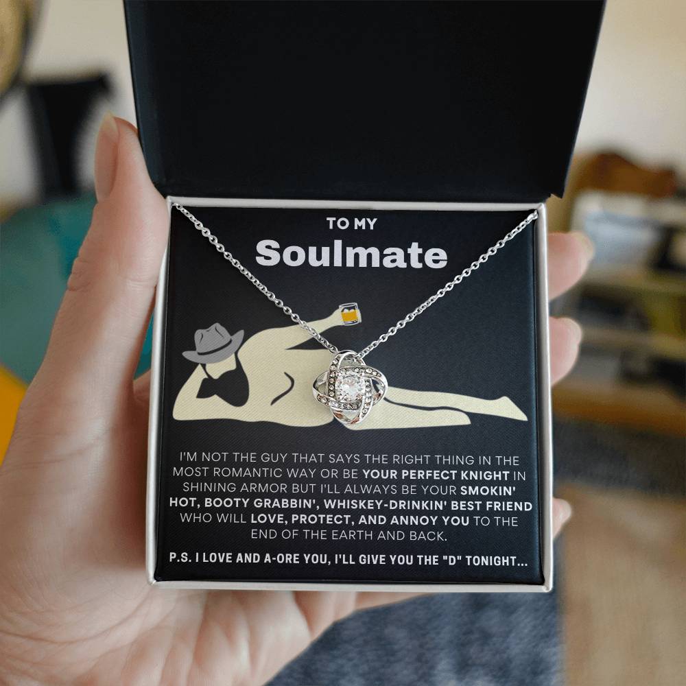To My Soulmate  I Love & Adore You... Gold Love Knot Necklace