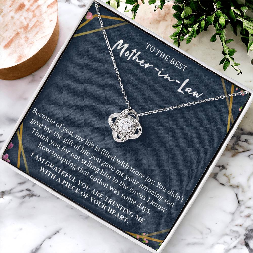 Gift For Mother-In-Law More Joy 5 Love Knot Necklace Love Knot Necklace