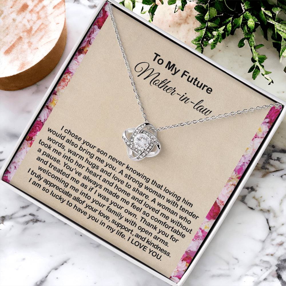 To My Mother In Law Necklace From Daughter Gift To Mother-In-Law For Christmas Birthday Mother's Day Message Card To Mom-In-Law Love Knot Necklace