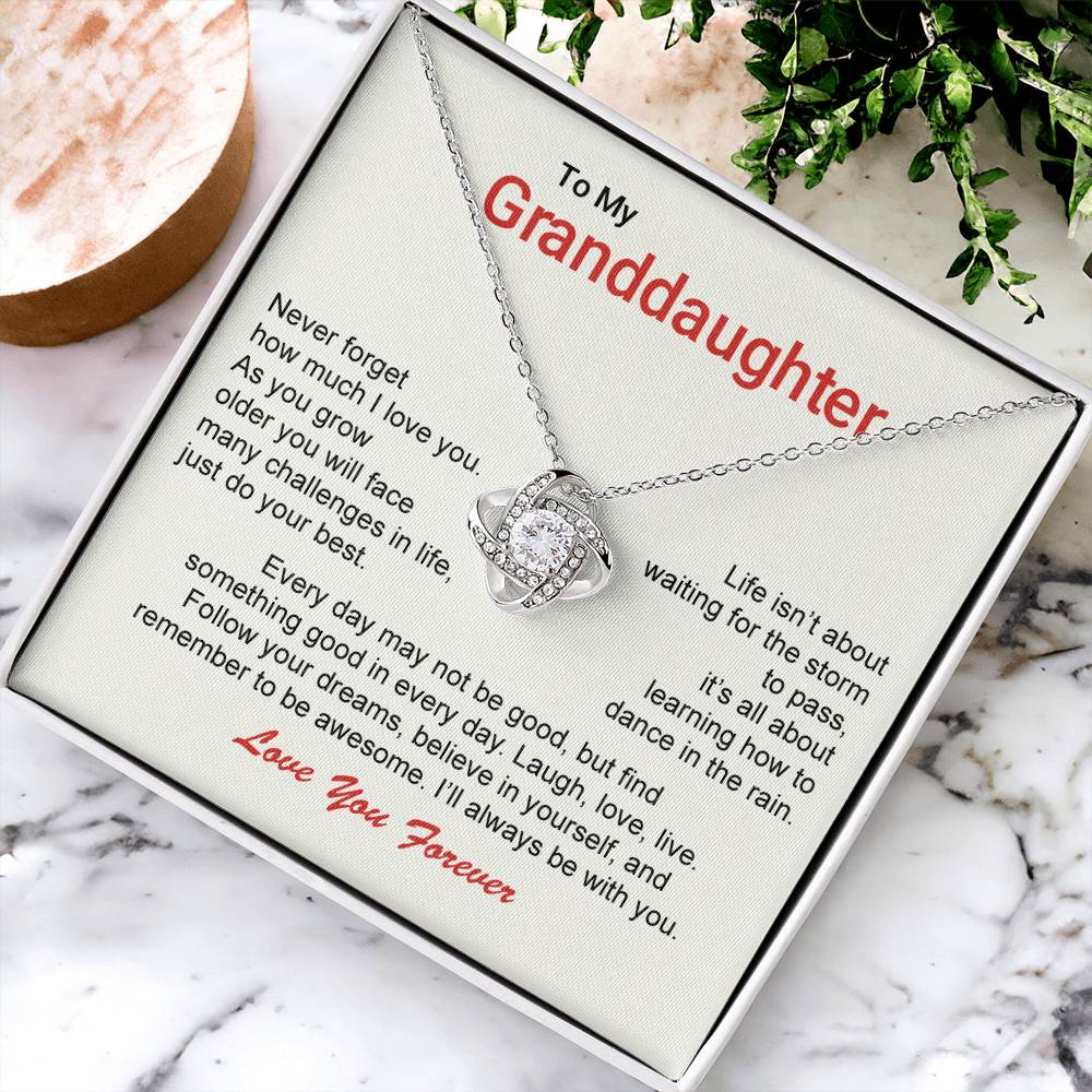 To My Granddaughter Love Knot Necklace