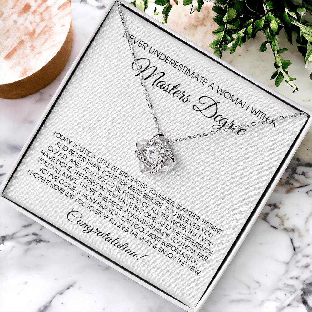 Masters Degree Graduation Gift For Her Master Degree Necklace For Daughter Sister Best Friend Love Knot Necklace