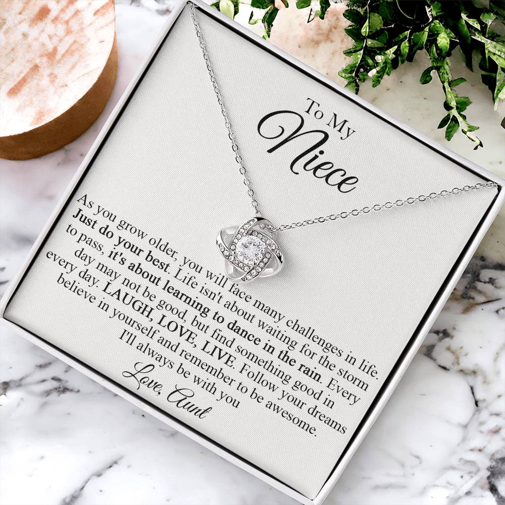 To My Niece Necklace Niece Gift From Aunt Niece Birthday Gift Grown Up Niece Christmas Gift For Love Knot Necklace
