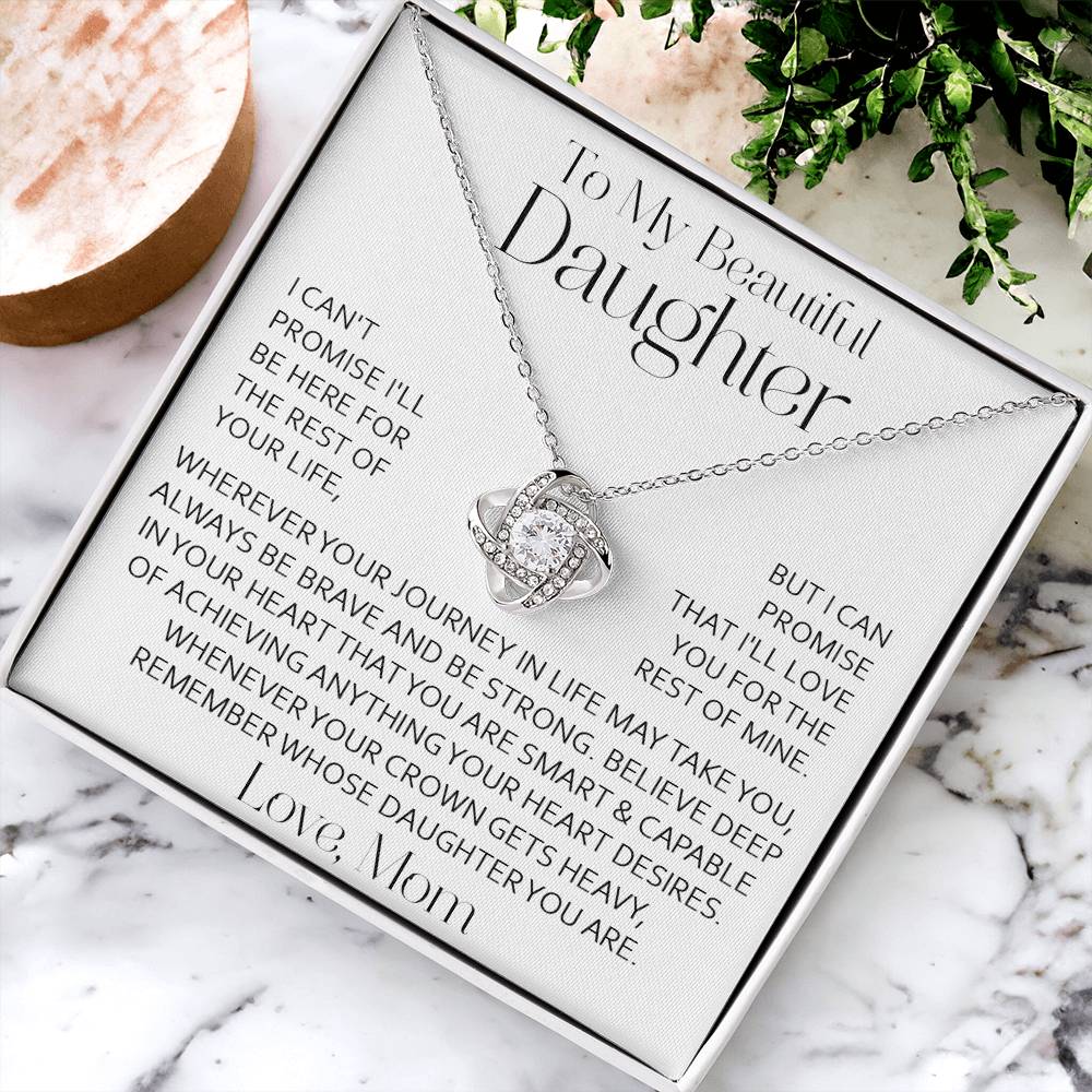 To My Beautiful Daughter Necklace Daughter Gift From Mom Daughter Birthday Graduation Christmas Gift F Love Knot Necklace