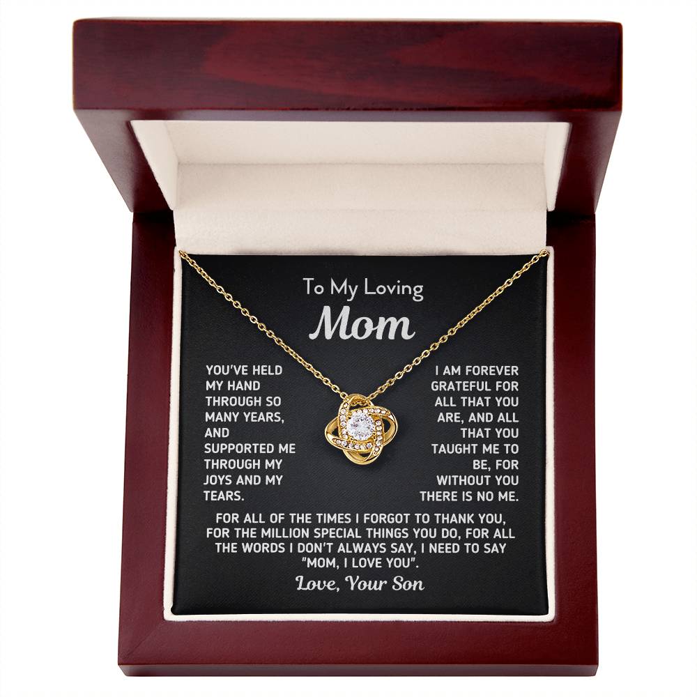 Gift For Mom From Son - Without You There Is No Me Gold Knot Necklace Love Knot Necklace