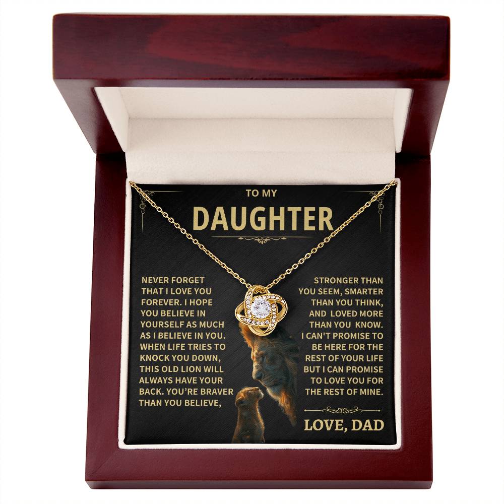 Daughter Gift From Dad, This Old Lion Love Knot Necklace