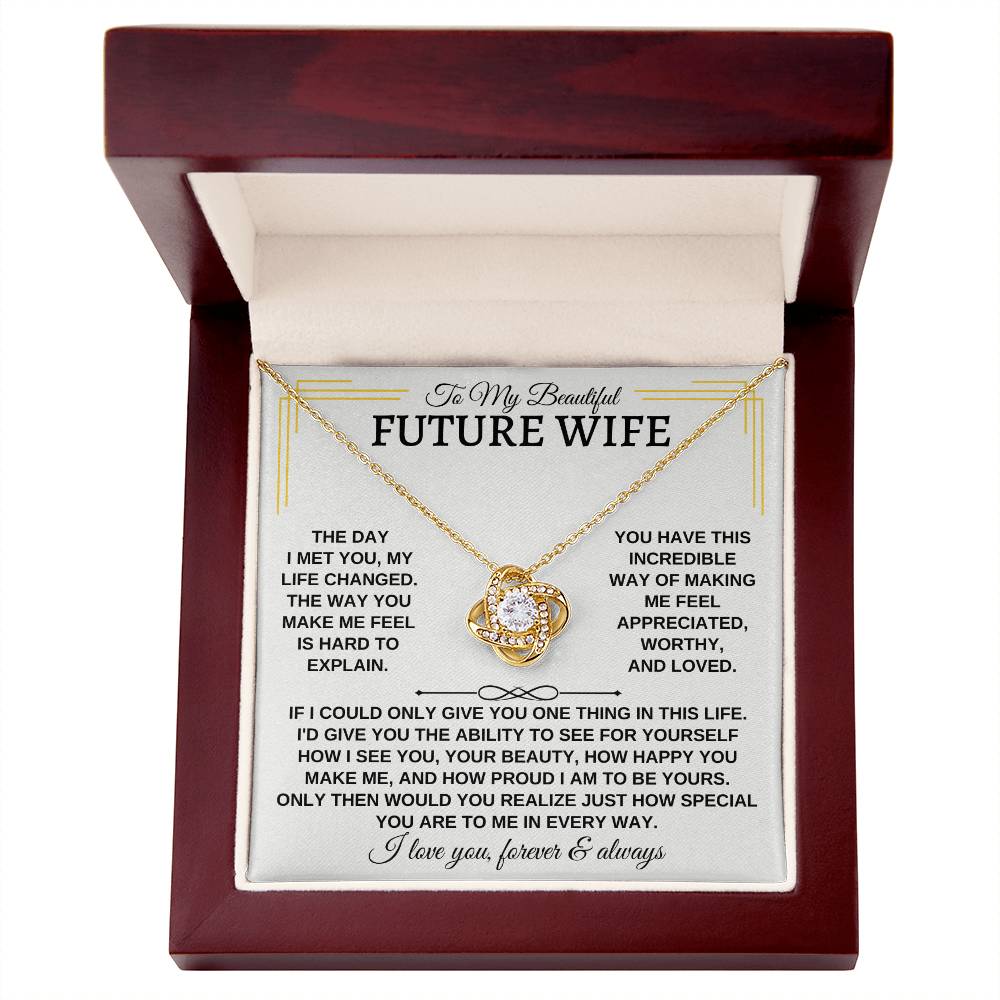 To My Beautiful Future Wife Love Knot Necklace - Love Knot Necklace