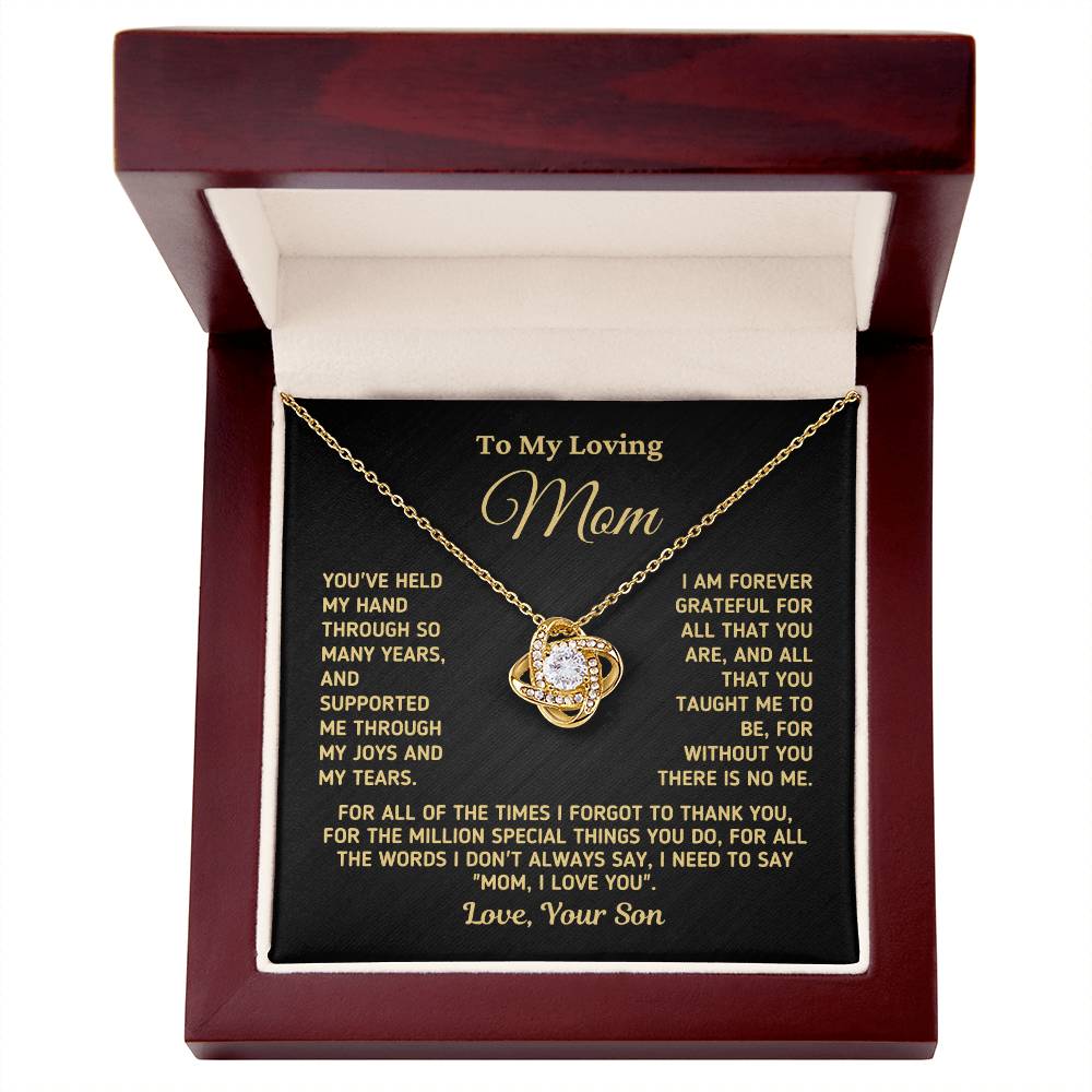 Gift For Mom From Son - Without You There Is No Me Gold Necklace Love Knot Necklace