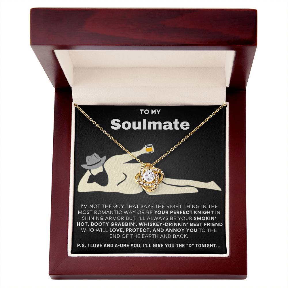 To My Soulmate  I Love & Adore You... Gold Love Knot Necklace