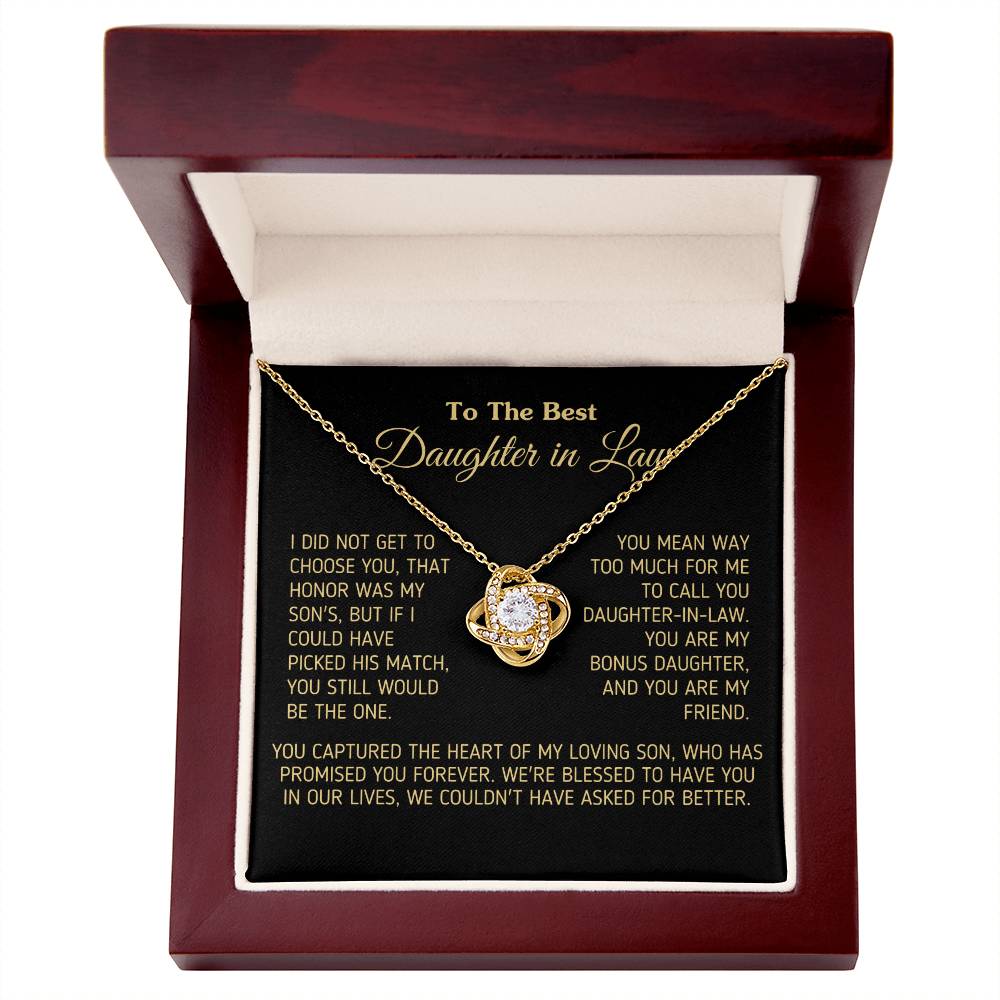 Gift for Daughter In Law You Are My Bonus Daughter, You Are My Friend Necklace Love Knot Necklace