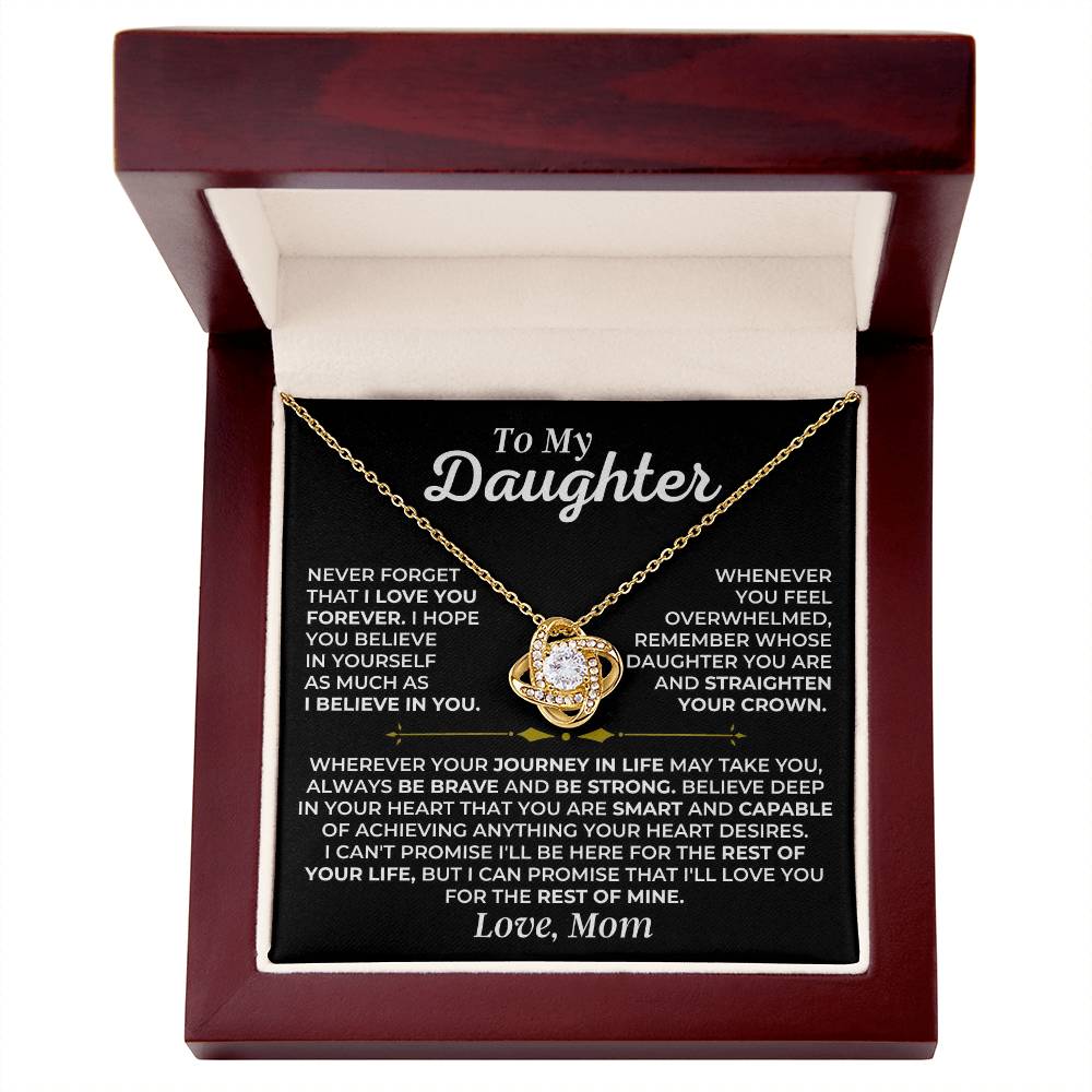 To My Daughter - Love Mom - Beautiful Gift Set - Love Knot Necklace