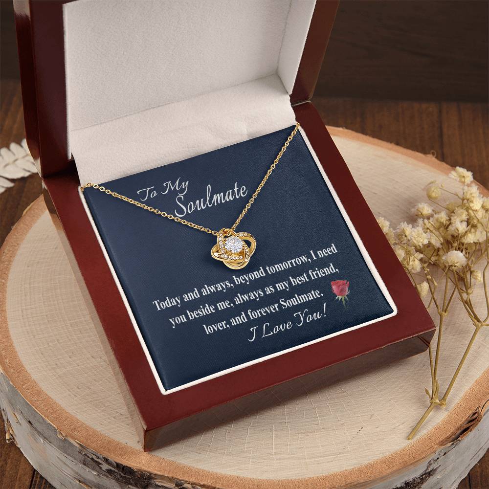 To My Soulmate Message Card Necklace  For Wife Girl - Love Knot Necklace