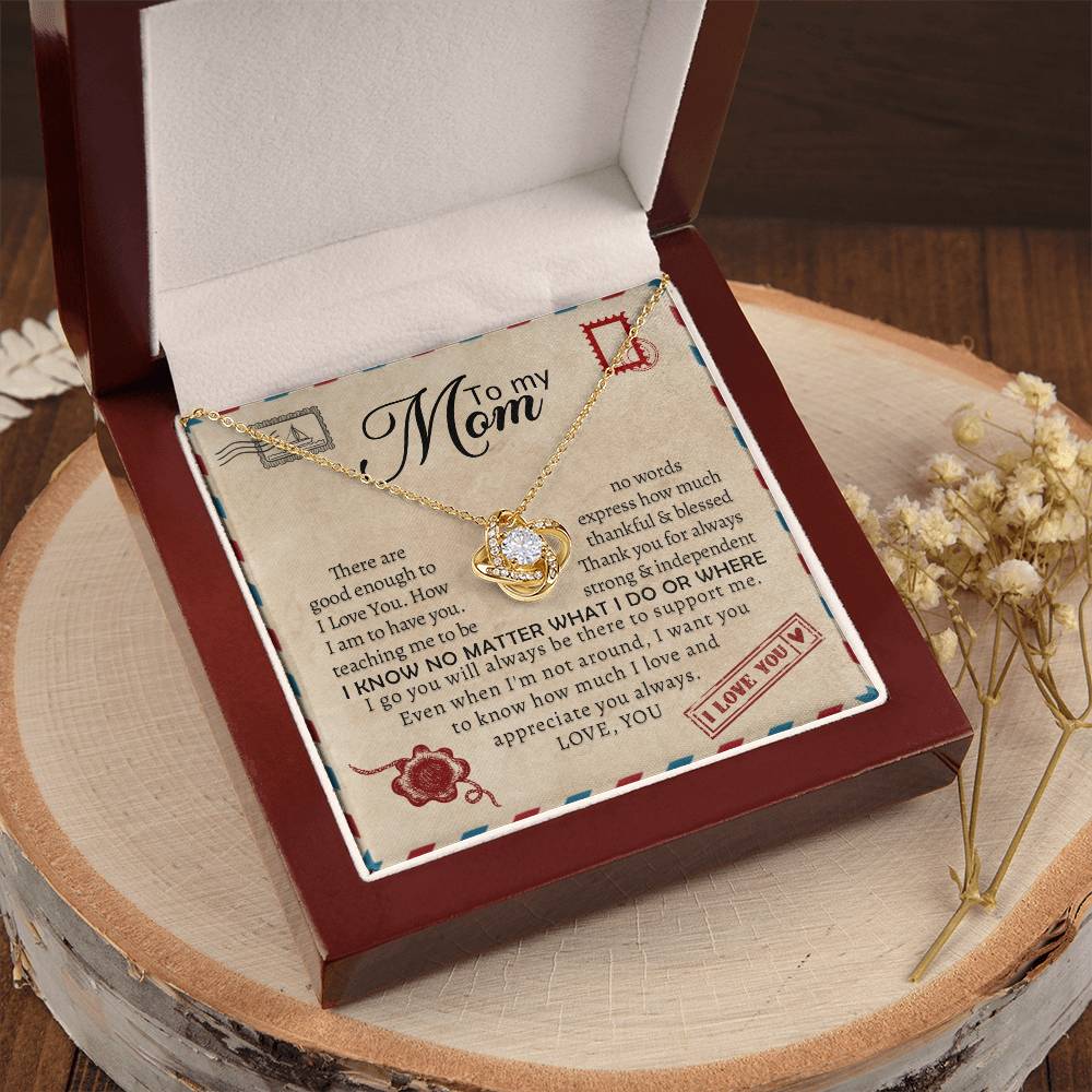 Gift To Mother Love Knot Mother'S Day Gift Necklace Gift For Mother Mother Gift From Daughter Mother Gift From Son Mother Messag Love Knot Necklace