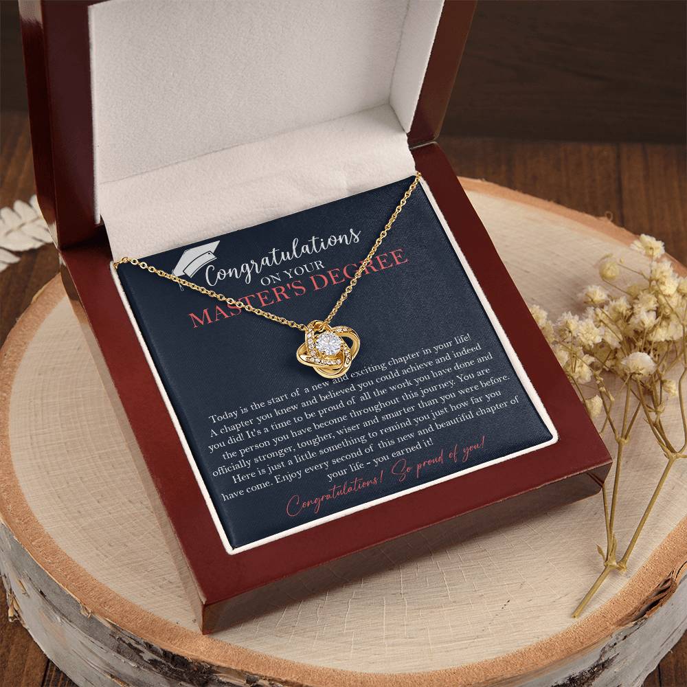 Master's Degree Graduation Gift Necklace Masters Graduation Gift Gift For Her Love Knot Necklace