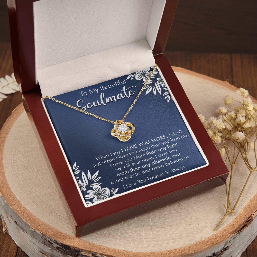 Gift For Your Soulmate Love You More Navy Flower Love Knot Necklace Love Knot Necklace
