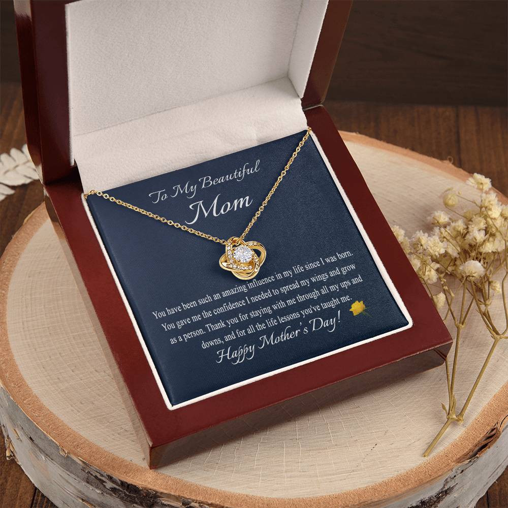 Mothers Day Gift From Daughter Mother's Day Necklace To My Beautiful Mom Necklace Mom Gift From Son Mom Ne Love Knot Necklace