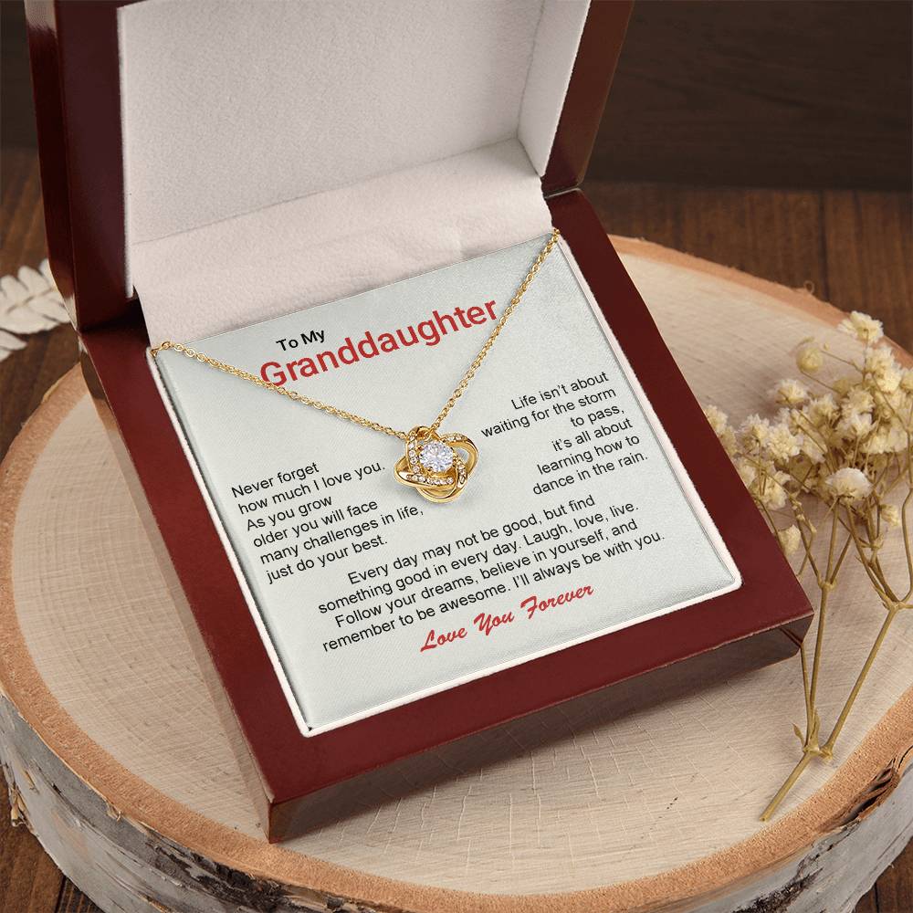 To My Granddaughter Love Knot Necklace