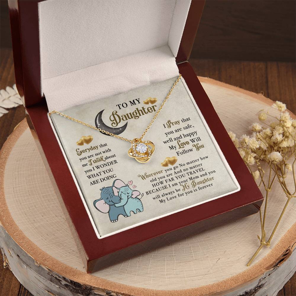 To My Daughter Elephant Mom Birthday Gift To My Daughter Elephant Love Necklace Gift For Daughter Daughter Birthday Daughte Love Knot Necklace