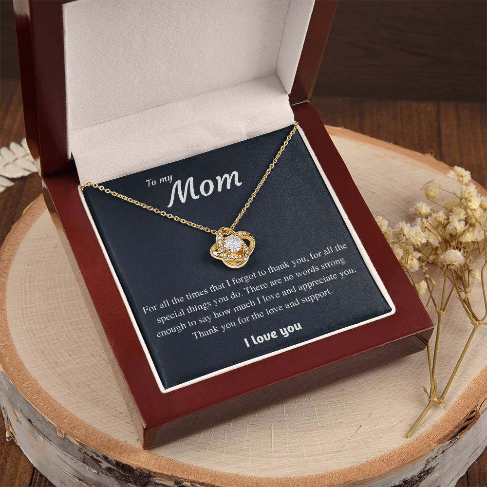 To My Mom - Thank You Love Knot Necklace