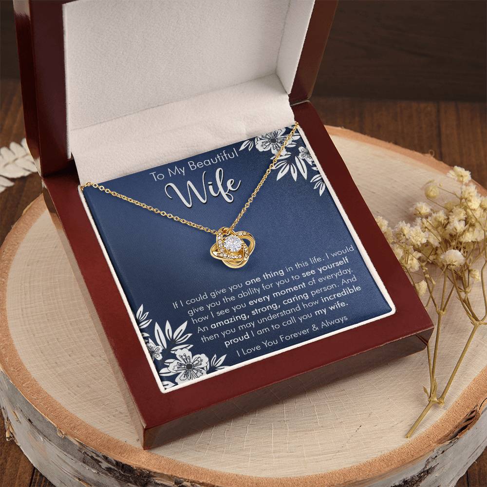 Gift For Wife I See You Everyday Navy Flower Love Knot Necklace Love Knot Necklace
