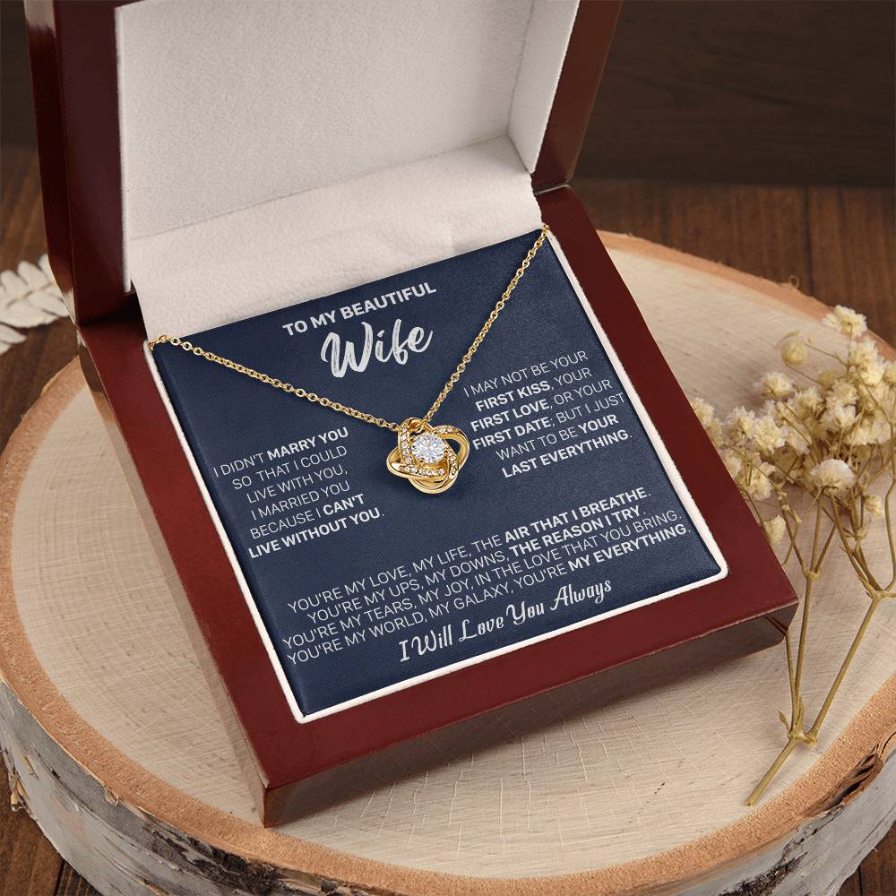 Gift For Wife - Lux Marry I Breath Love Knot Necklace Love Knot Necklace
