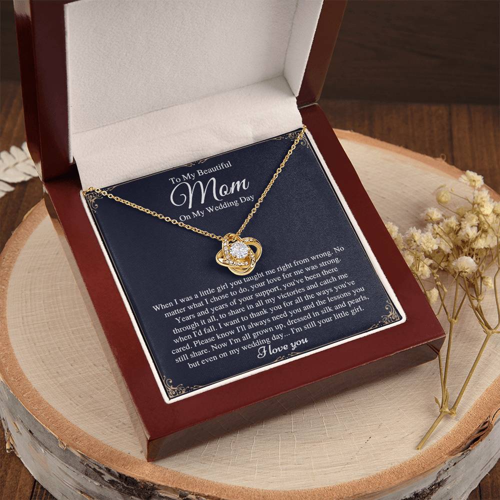 Mom On  Love Knot Necklace