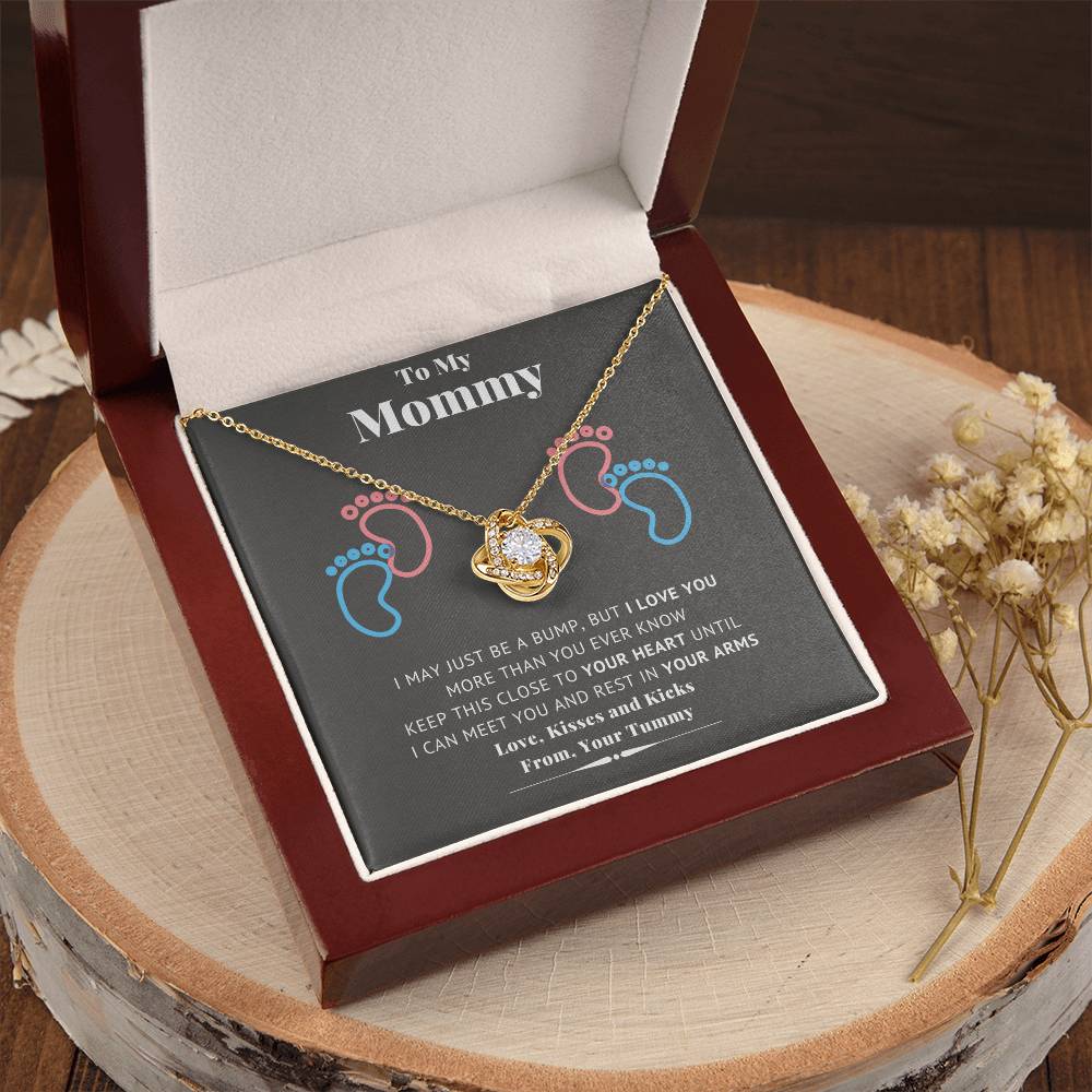 To My Mommy Baby Feet Heart First Time Mom Mom To Be Baby Shower Gift Expecting Mother Pendant Necklace Gift Set New Mom Gender  Love Knot Necklace