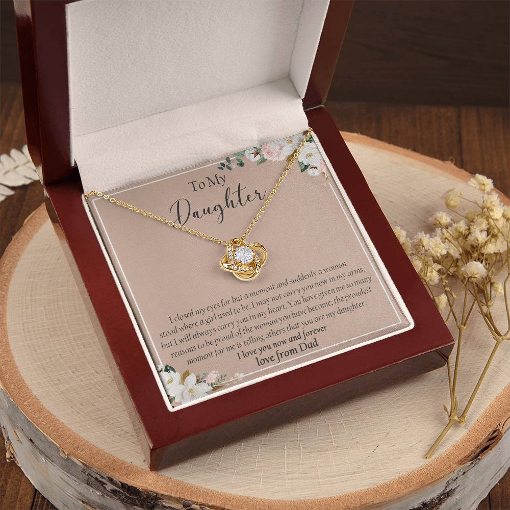 To My Daughter Necklace Gift For Daughter From Dad Daughter Birthday Graduation Gift Love Knot Necklace