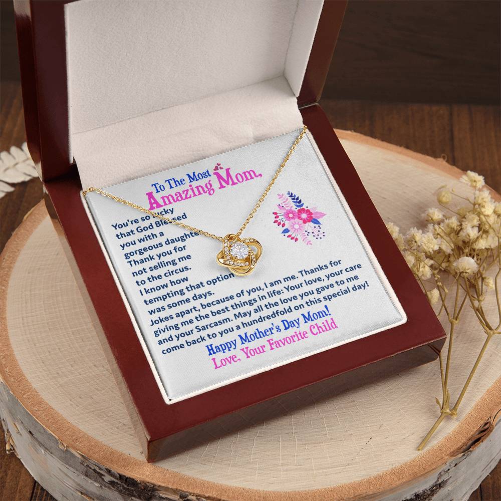 Gift For Amazing Mom Love Knot Necklace