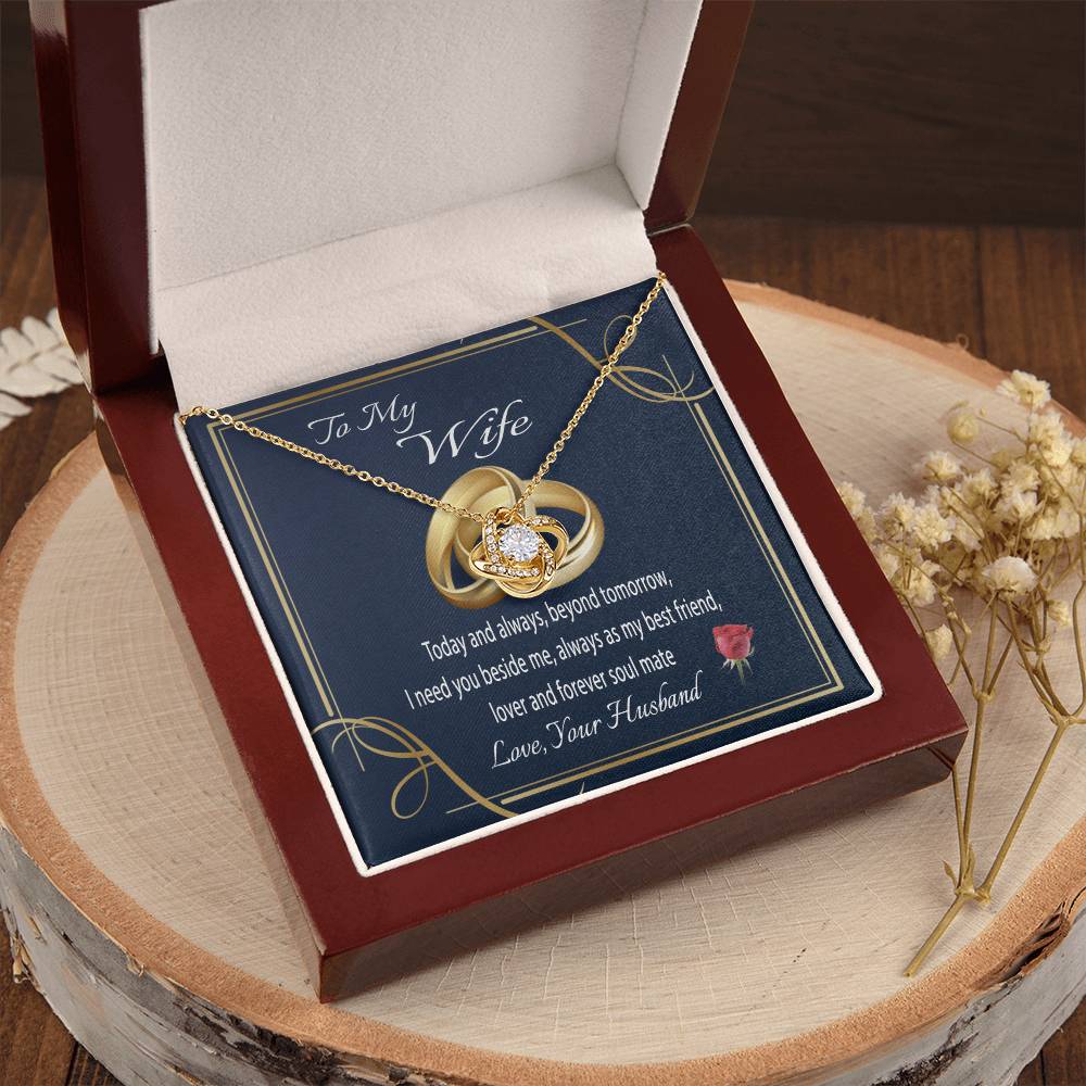 To My Wife Gift Necklace Wife Gift From Husband Message Card Necklace For Her Anniversary Gift For Wife Birthday Gift Necklace Fo Love Knot Necklace