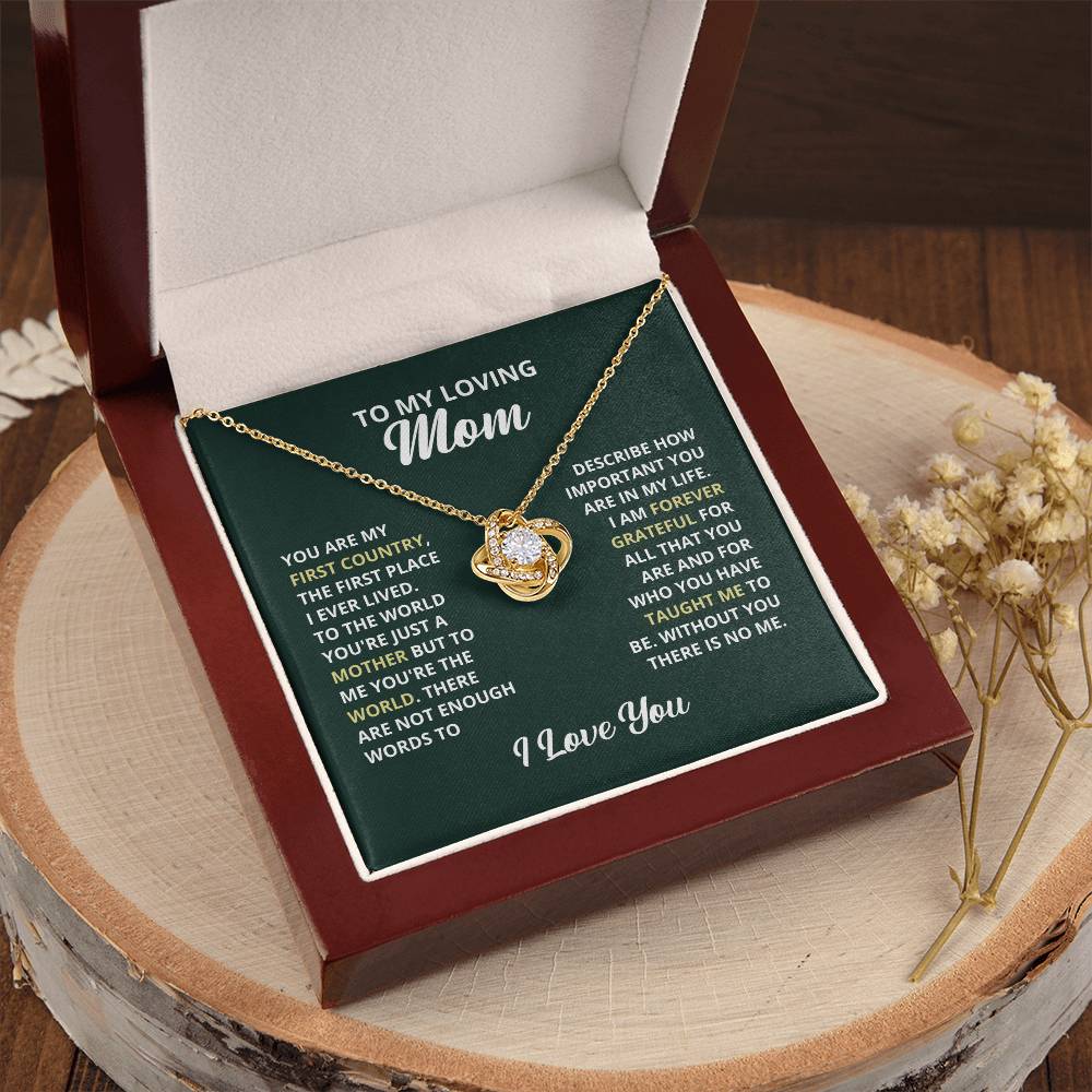 To My Loving Mom Necklace. Gift For Mom Mom Birthday Gift Mother's Day Gift Love Knot Necklace