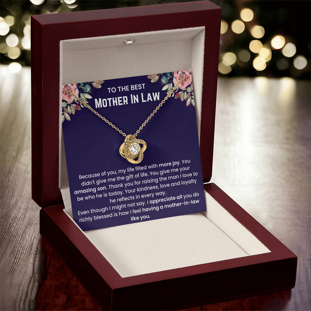 Mother In Law - Because Of You Love Knot Necklace