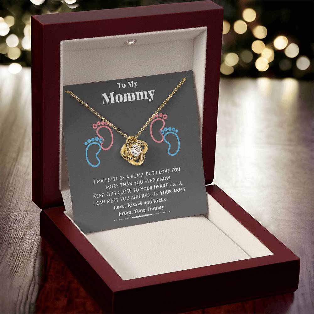 To My Mommy Baby Feet Heart First Time Mom Mom To Be Baby Shower Gift Expecting Mother Pendant Necklace Gift Set New Mom Gender  Love Knot Necklace
