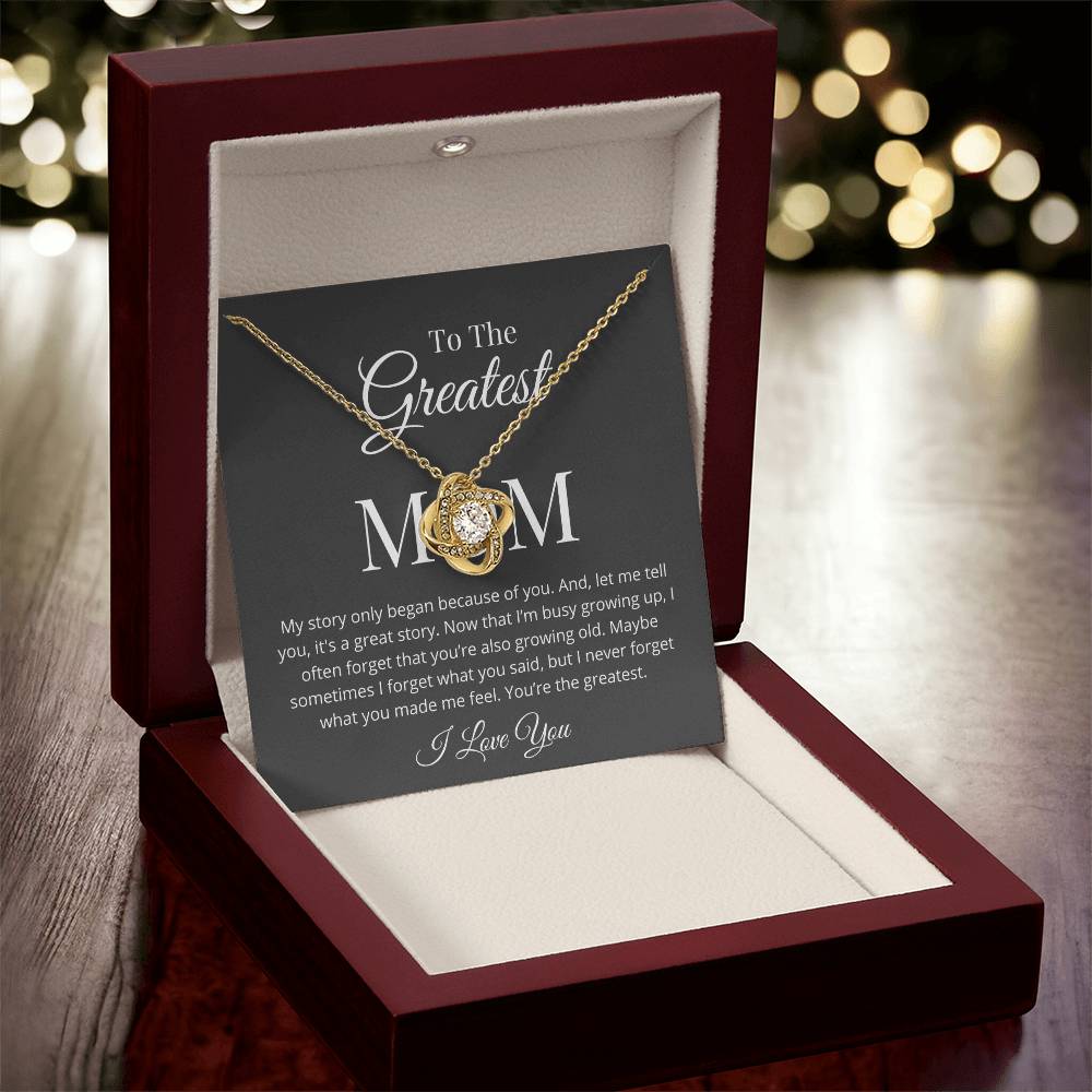 My Story Began Because Of You Love Knot Necklace