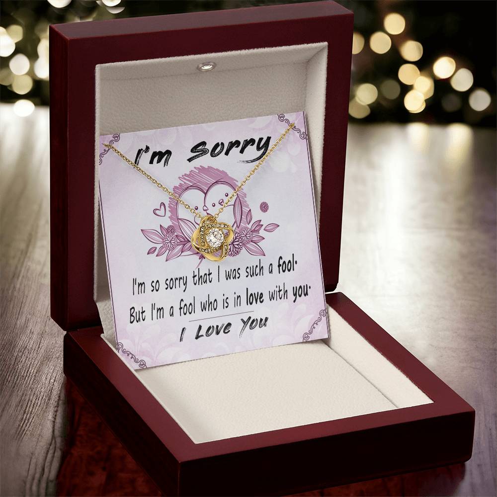 I'm Sorry Message Card Necklace For Wife Apology Gift F Love Knot Necklace