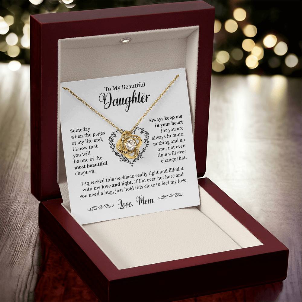 To My Beautiful Daughter - Keep Me In Your Heart - Love Knot Necklace Love Knot Necklace