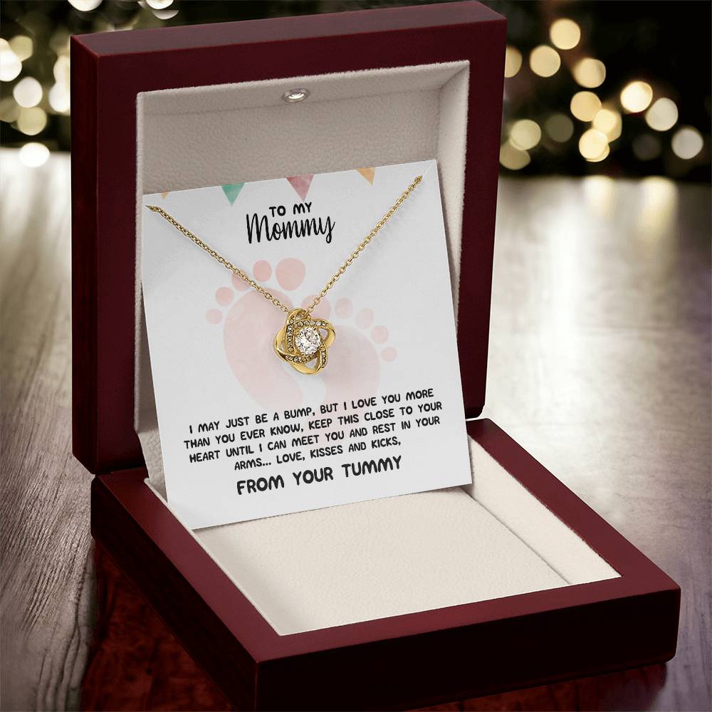 To My Mommy Necklace For Her Baby Shower Gift Love From Baby Bump Expecting Mother Pendant First Time Mom New Mommy Gif Love Knot Necklace