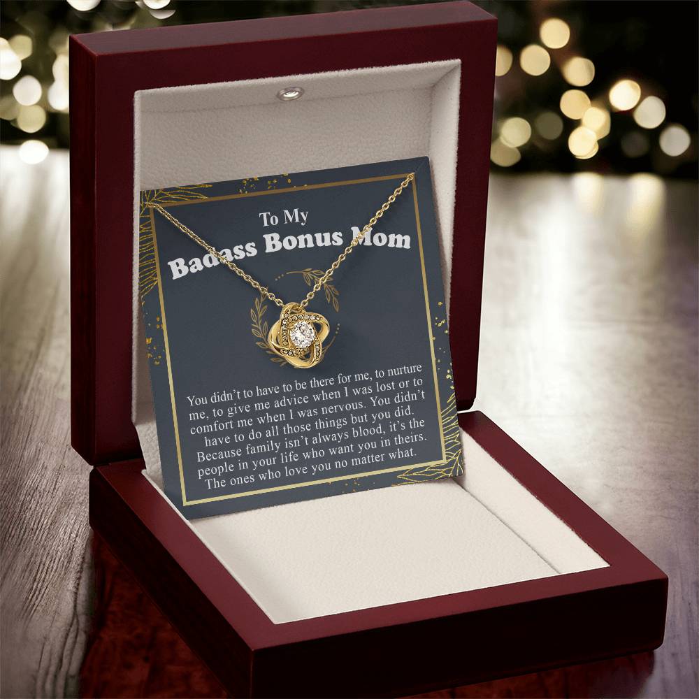 To My Badass Bonus Mom Love Knot Necklace