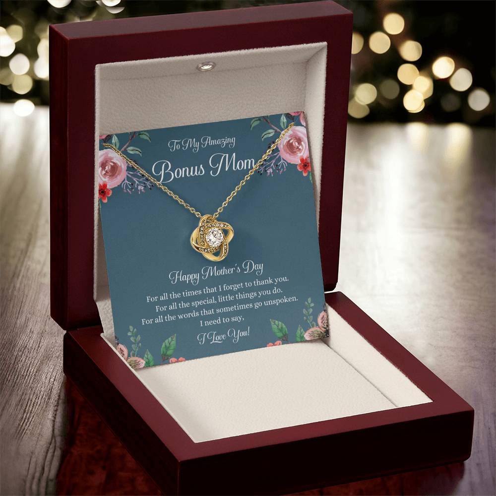 Bonus Mom Necklace Mothers Day Gift Daughter To Mom Gift Bonus Mom Step Mom Gift Present For Stepmom On Mothers Day Stepmom Necklace 1 Love Knot Necklace