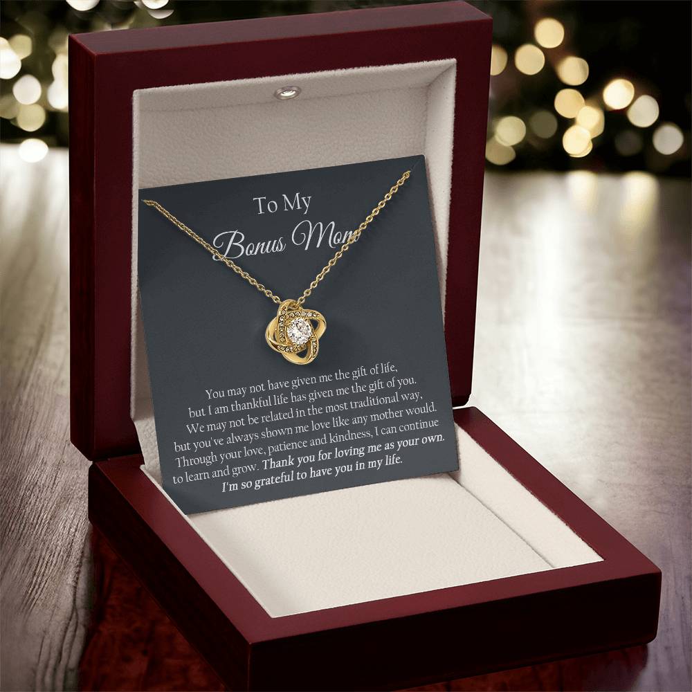 To My Bonus Mom Mother's Day Gift For Stepmom Stepmom Birthday Gift Step Mother Gift From Bride Love Knot Necklace