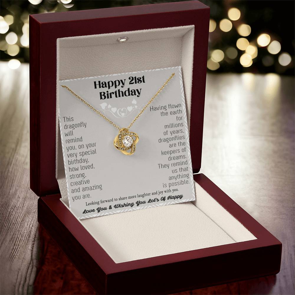 21St Birthday Dragonfly Necklace Gift Happy 21St Birthday Gifts For Her Best Friend Daughter Sister Niece Auntie Necklace Happy 21 Birthday Birthday Ne Love Knot Necklace